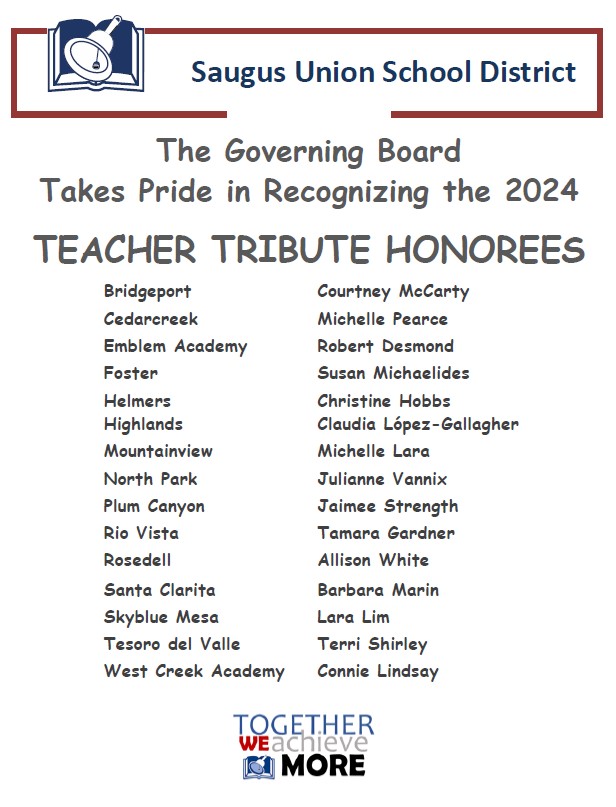 2024 Teacher Tribute Announcement
